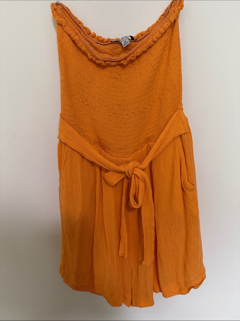 Orange Romper with Tie Waist